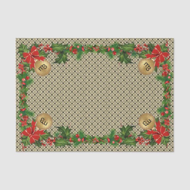 m3 KARIERTES Weihnachtsgeschenkpapier Seidenpapier (Vorderseite)
