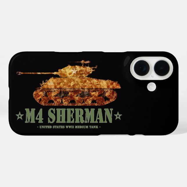 M4 Sherman Weltkrieg Zweiter Amerikanischer Mittel iPhone 16 Hülle (Rückseite (Horizontal))