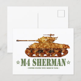 M4 Sherman Weltkrieg Zweiter Amerikanischer Mittel Postkarte