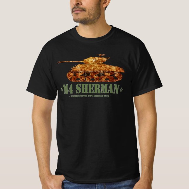 M4 Sherman Weltkrieg Zweiter Amerikanischer Mittel T-Shirt (Vorderseite)