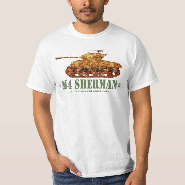 M4 Sherman Weltkrieg Zweiter Amerikanischer Mittel T-Shirt (Vorderseite)