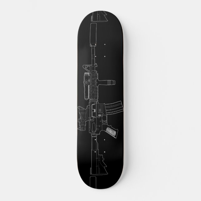 M4 SOPMOD Skateboard-Plattform-Schwarzes Skateboard (Vorderseite)