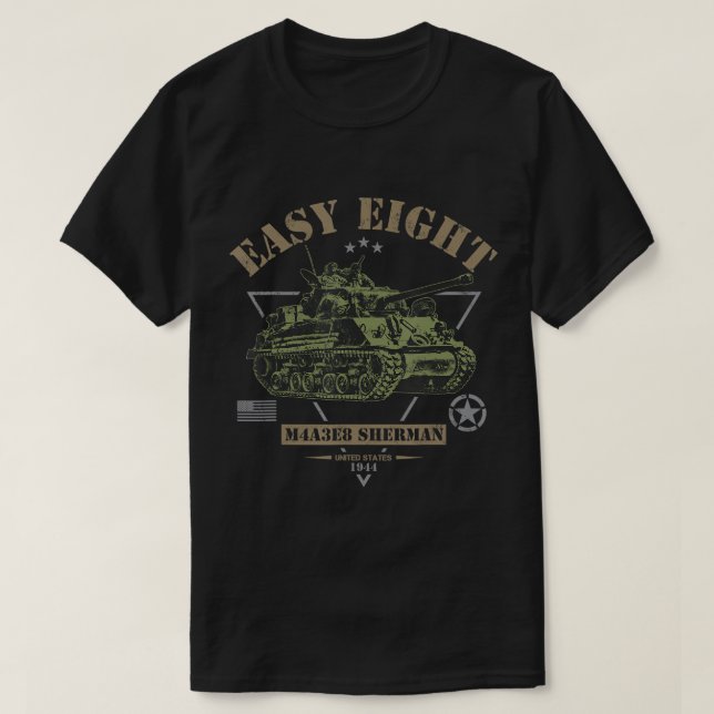 M4A3E8 "Easy-Eight" Sherman WW2 Tank T - Shirt (Design vorne)