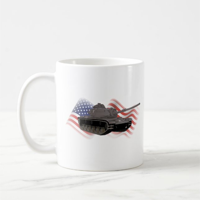 M60 American Battle Tank mit amerikanischer Flagge Kaffeetasse (Links)