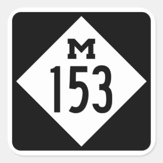M-153 Ford Road Michigan Hwy Sign Square Sticker