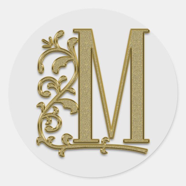 M-Aufkleber für Monogramm Runder Aufkleber (Vorderseite)