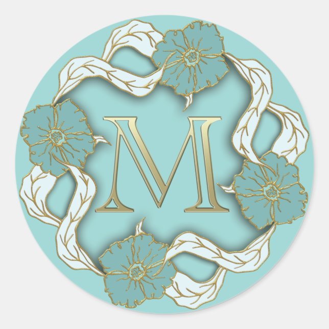 M-Aufkleber für Monogramm Runder Aufkleber (Vorderseite)