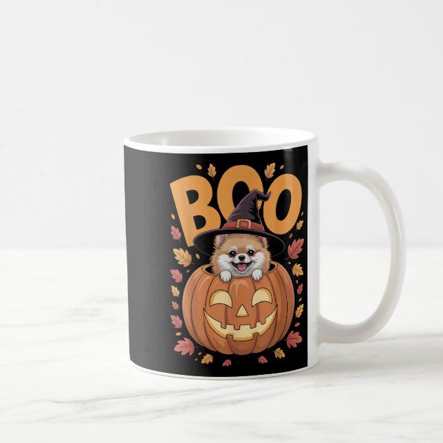 M Costume On Pumpkin Halloween Meranian  Kaffeetasse (Rechts)