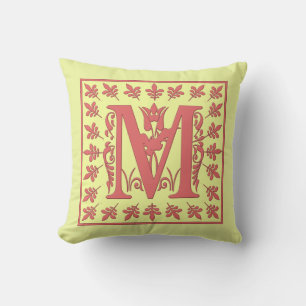 M COUSSIN INITIAL - rose M sur Arrière - plan JAUN