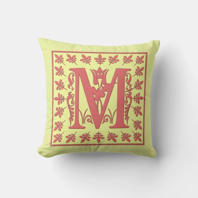 M COUSSIN INITIAL - rose M sur Arrière - plan JAUN (Recto)