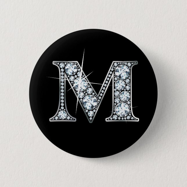 "M" Diamant Bling Button (Vorderseite)