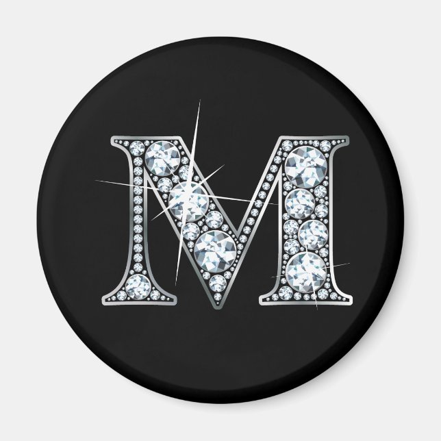 "M" Diamond Bling Magnet (Vorne)