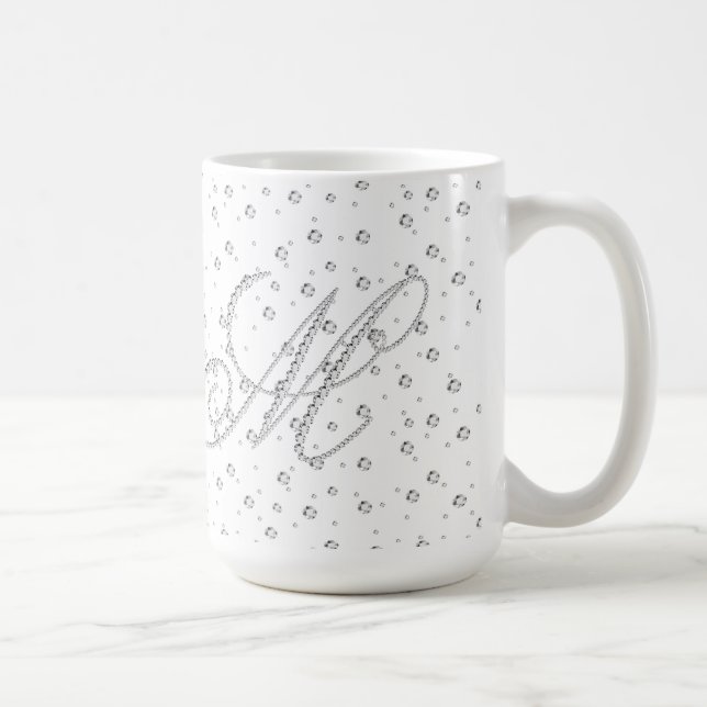 M Erstmalige Monogramm-weiße Diamanten drucken Kaffeetasse (Rechts)