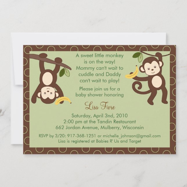 M est pour des invitations de baby shower de (Devant)