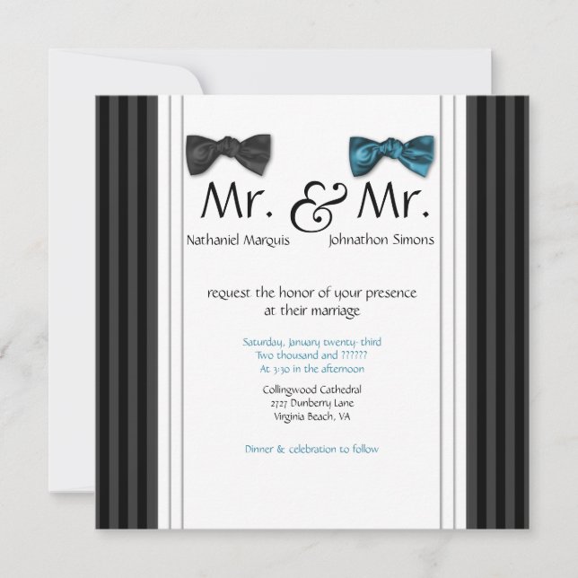 M. et M. cravates d'arc et invitation de mariage (Devant)
