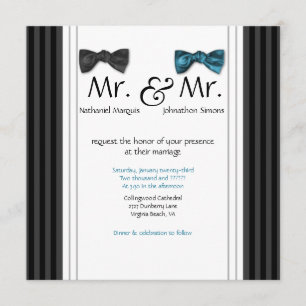 M. et M. cravates d'arc et invitation de mariage