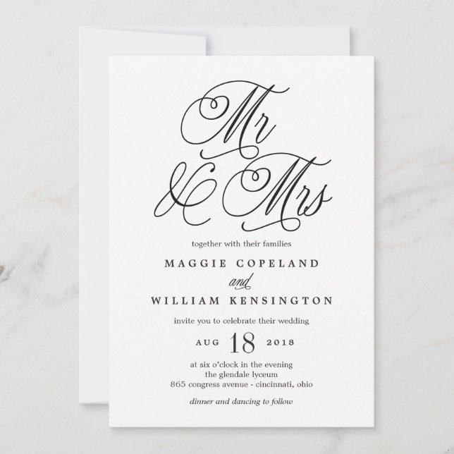 M. et Mme Elegant Wedding Invitation (Devant)