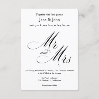 M. et Mme Faire-part de mariage de base