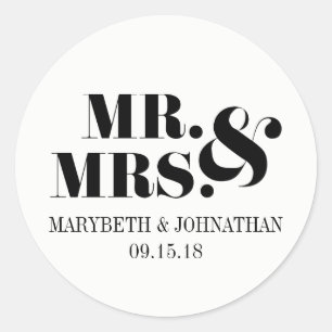 M. et Mme Modern Bold Wedding Favor Sticker