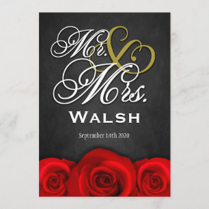 M. et Mme noirs invitations de mariage de rose