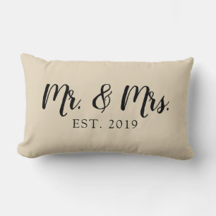 M. et Mme Script Coussin Mariage établi