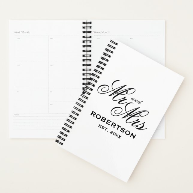 M. et Mme spiral wedding planner pour le couple (Devant avec enveloppe)