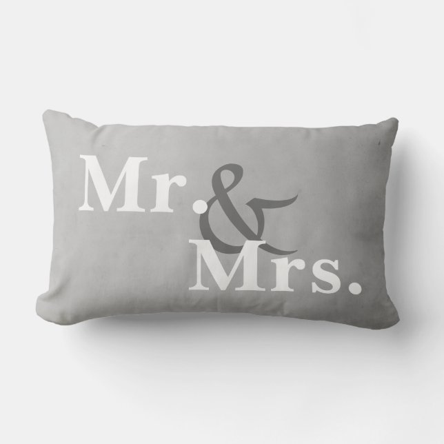 M. et Mme typographie coussin gris et blanc (Recto)