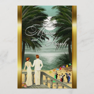 M&F Wedding Champagne Shimmer Einladung