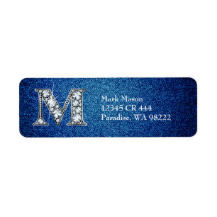 M Faux Diamond sur étiquette d'adresse de retour D