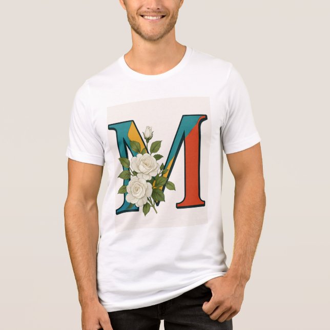 M Floral Monogramm,M Initial mit Blume Touch Tri-Blend Shirt (Vorderseite)