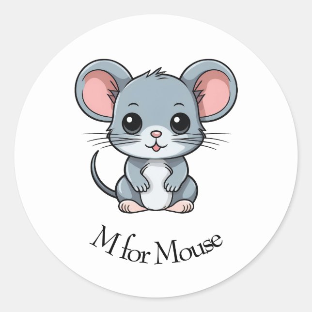 M für Maus Runder Aufkleber (Vorderseite)