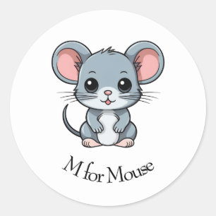 M für Maus Runder Aufkleber