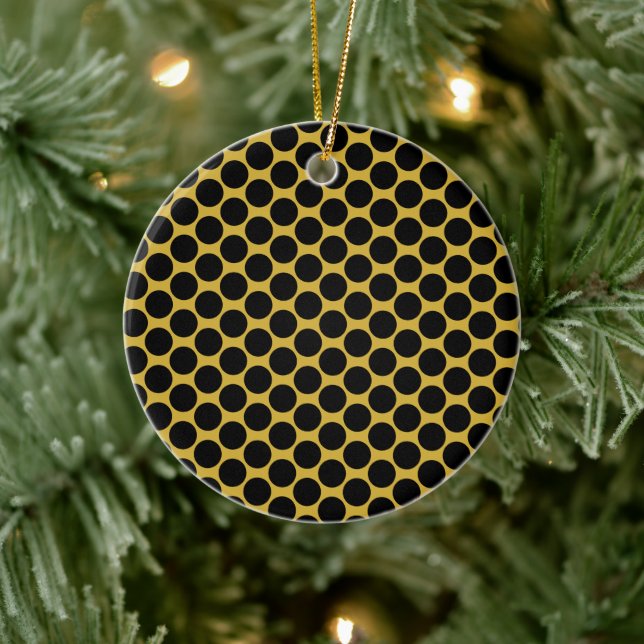 M Gold Desk Mat mit modernem Black Dot Style Circl Keramik Ornament (Baum)