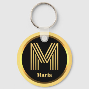 M Gold Mit Monogramm Letter Personalisiert Schlüss Schlüsselanhänger