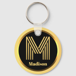 M Gold Mit Monogramm Letter Personalisiert Schlüsselanhänger