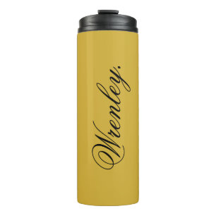 M Gold Thermobecher mit personalisiertem Namen Thermosbecher