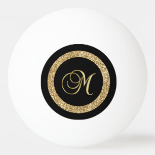 M goldenes Monogramm schwarz Tischtennisball