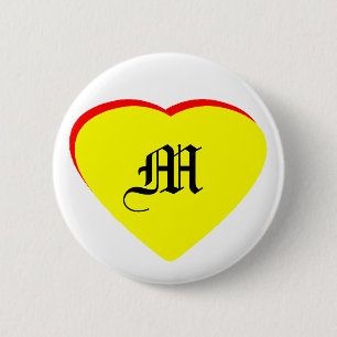 "M" Herzgelbe rote Hochzeit Einladung des MUSEUMS Button