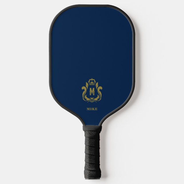 M Initial Dark Blue Pickleball Paddle Mit Monogram (Vorderseite)