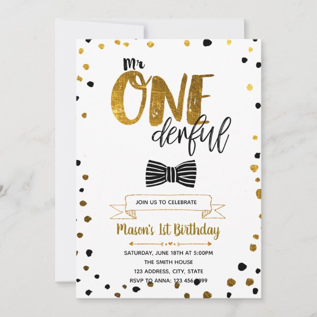 M. invitation onederful d'anniversaire (Devant)