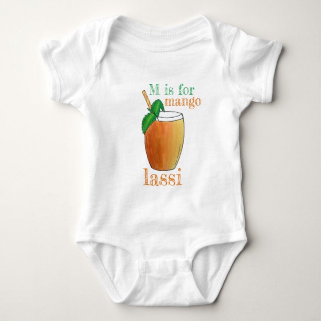 M is FOR Mango Lassi Indian Food Yogurt Drink Baby Strampler (Vorderseite)