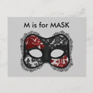 "M" ist für Mask Alphabet Flashcard Postkarte