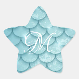 M ist für Mermaid Blue Scale Sticker
