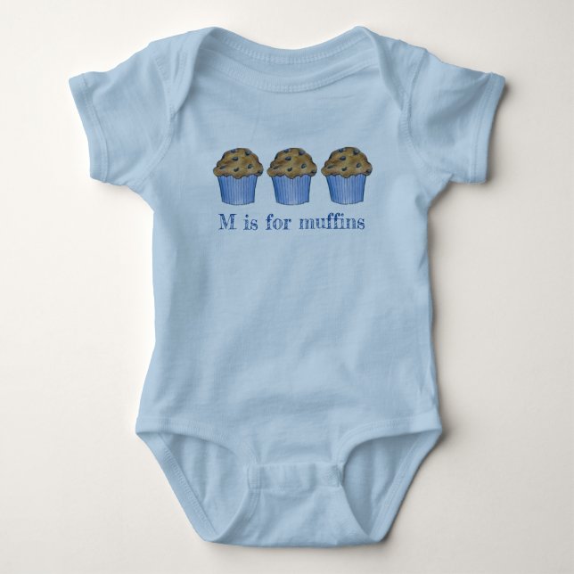M ist für Muffins Blueberry Muffin Baked Goods ABC Baby Strampler (Vorderseite)