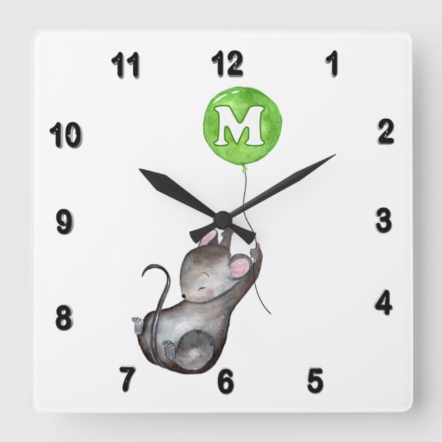 M ist für MUSTER Quadratische Wanduhr (Vorderseite)