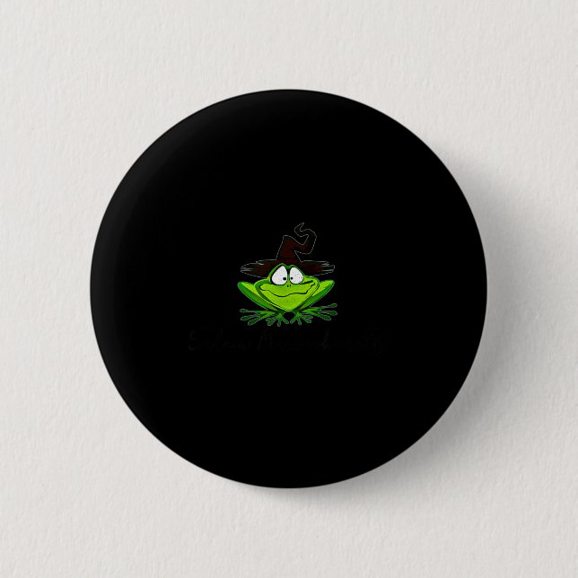 M Machusetts Whimsy Frog Witches Hat Halloween Wit Button (Vorderseite)