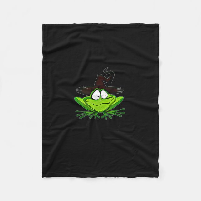 M Machusetts Whimsy Frog Witches Hat Halloween Wit Fleecedecke (Vorderseite)