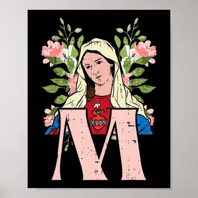 M Mary Jungfrau Heiliges Herz Jesus Religiöse Cath Poster (Vorne)