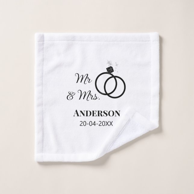 M. & Mme ajoutent le nom de famille date année cad (Gant de toilette)