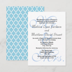 M. & Mme Blue-3x5 Mariage & Réception Invitation